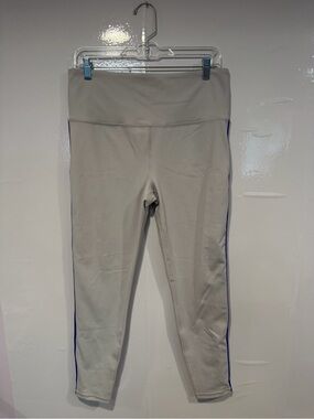 Athleta High-Rise Elation Leggings with Blue Side Stripe - Off White